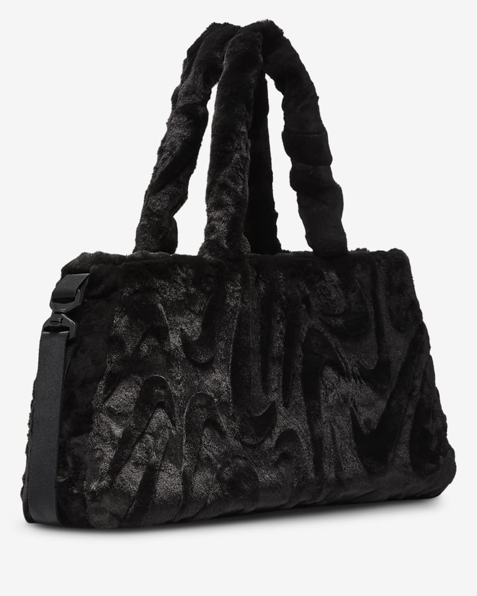 Black faux fur tote bag sale